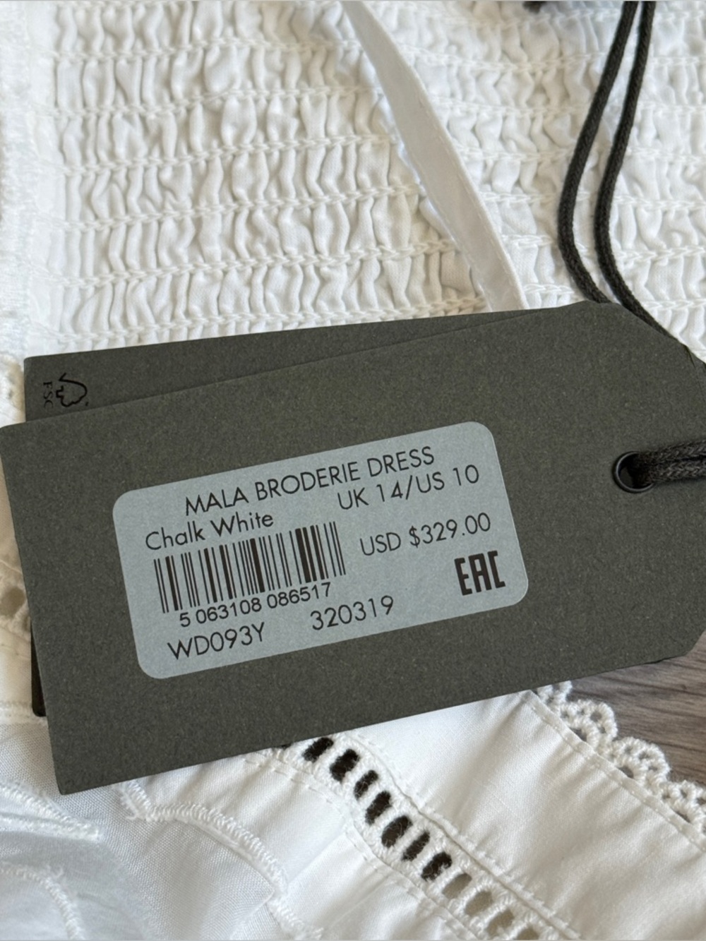 AllSaints Mala Broderie Dress Chalk White Size US 10 / UK 14 NWT - Picture 12 of 13